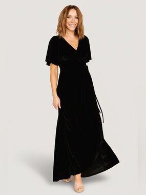 Baltic Born Katelyn Velvet Black Maxi Wrap Dress size 3XL